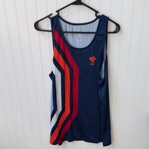 rabbit RAD Running Tank Singlet Navy Stripe Performance Athletic Top